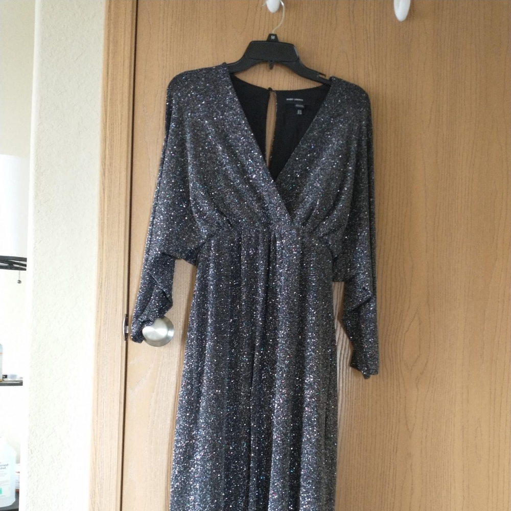 Maggy London sparkly faux-wrap dress, size 8